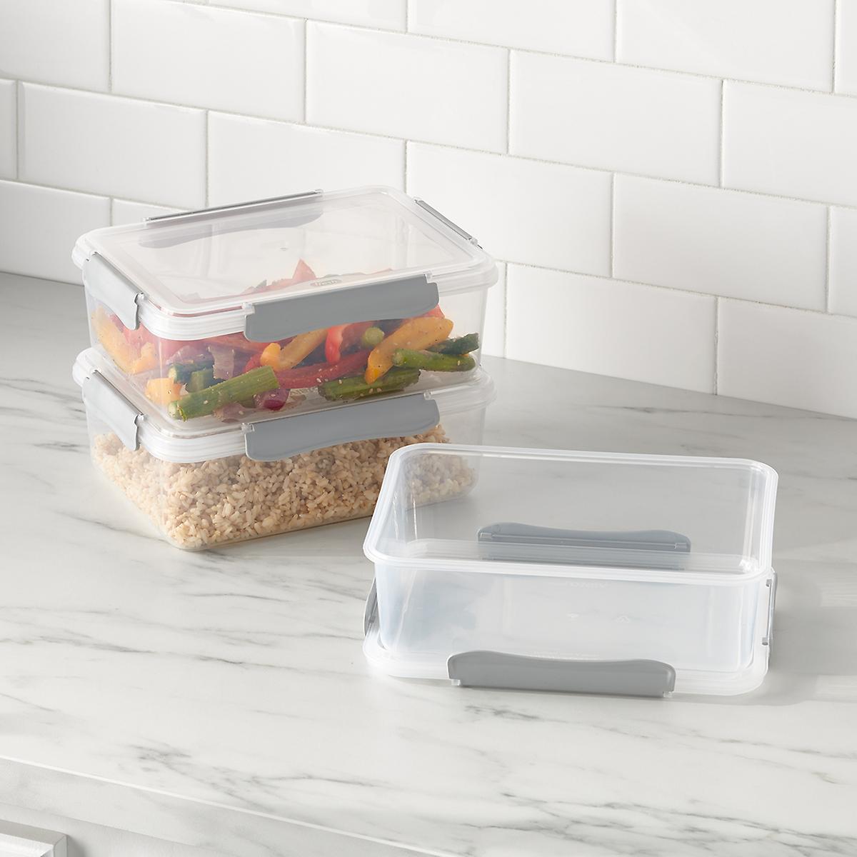 Plastic Food Containers with Grey Clips | The Container Store