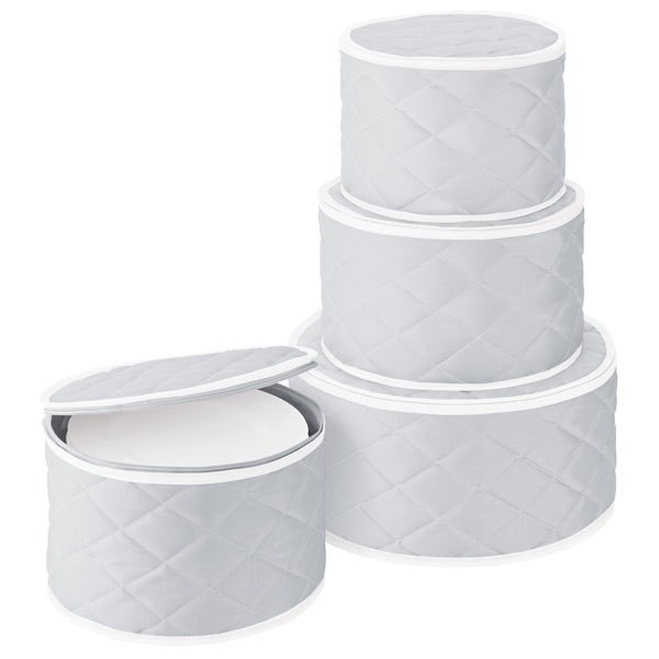 4Piece Grey Quilted Plate & China Storage Cases The Container Store