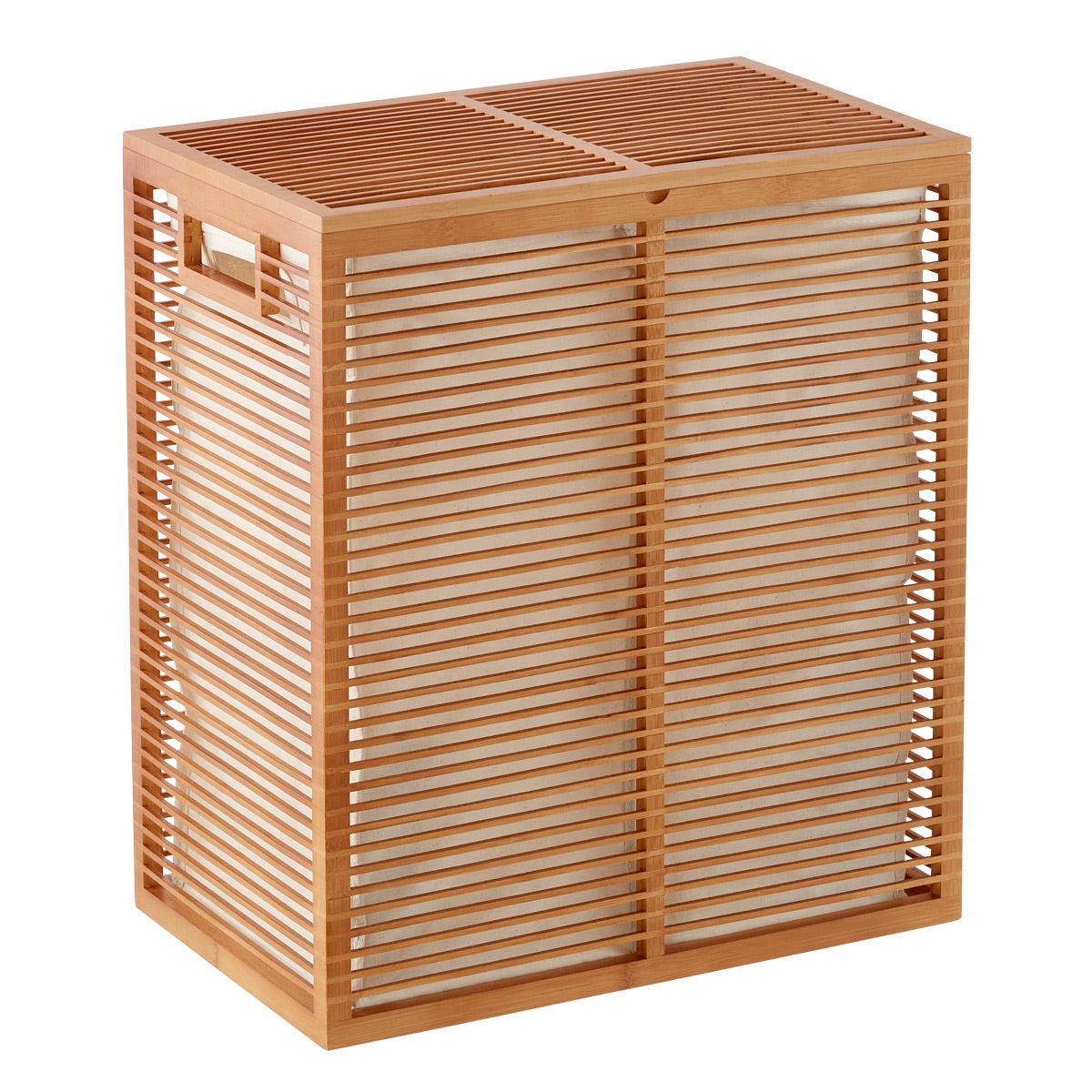 Zen Divided Bamboo Hamper The Container Store