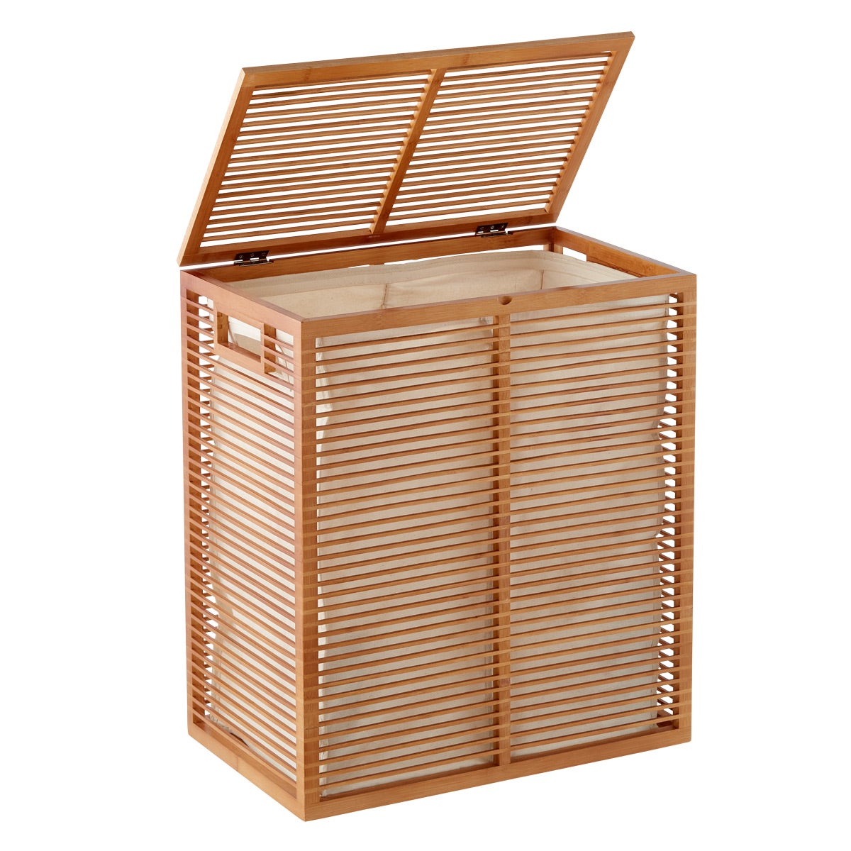 Zen Divided Bamboo Hamper The Container Store