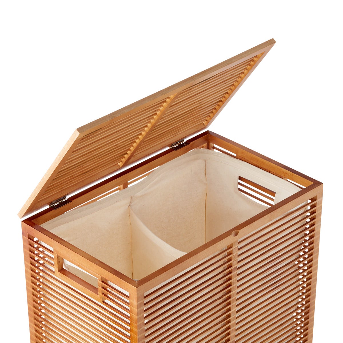 Zen Divided Bamboo Hamper The Container Store