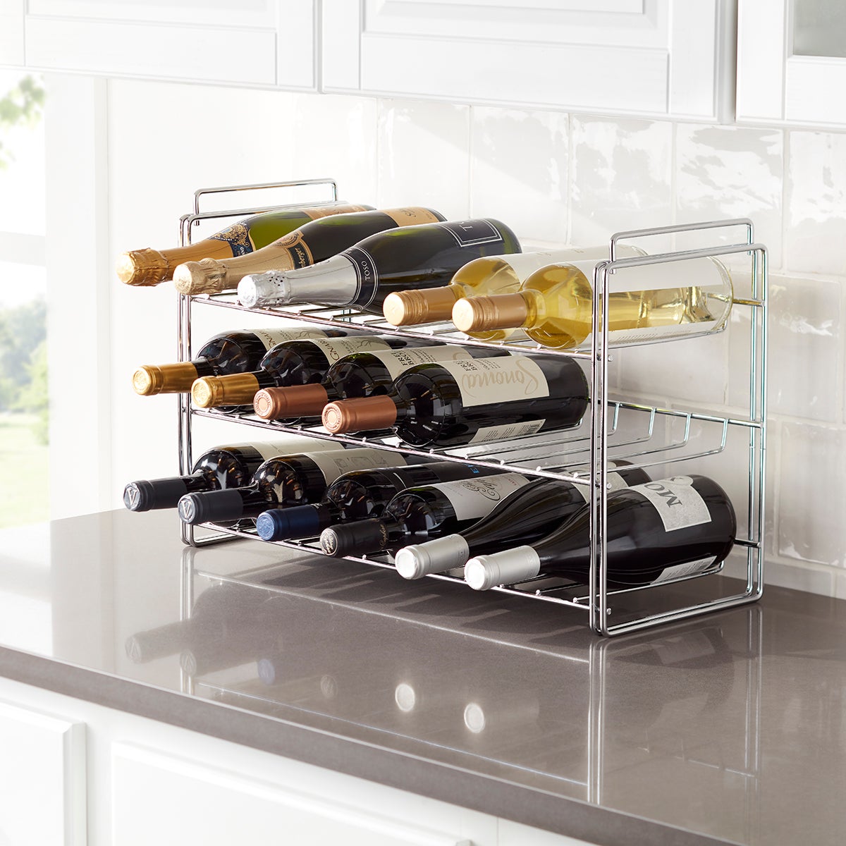 Chrome Stackable 18Bottle Wine Rack The Container Store