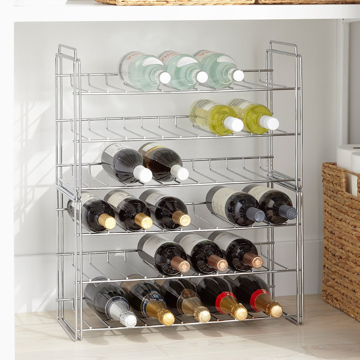 Chrome Stackable 18Bottle Wine Rack The Container Store