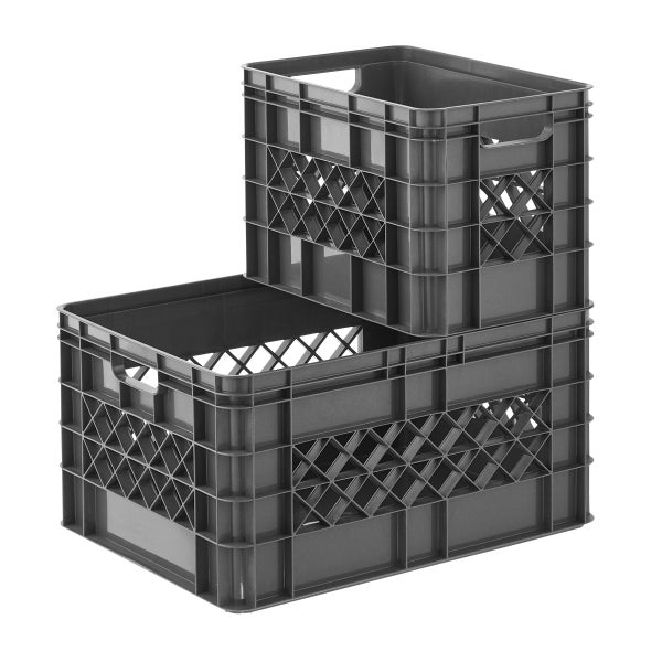 Grey Modular Stackable Crates The Container Store