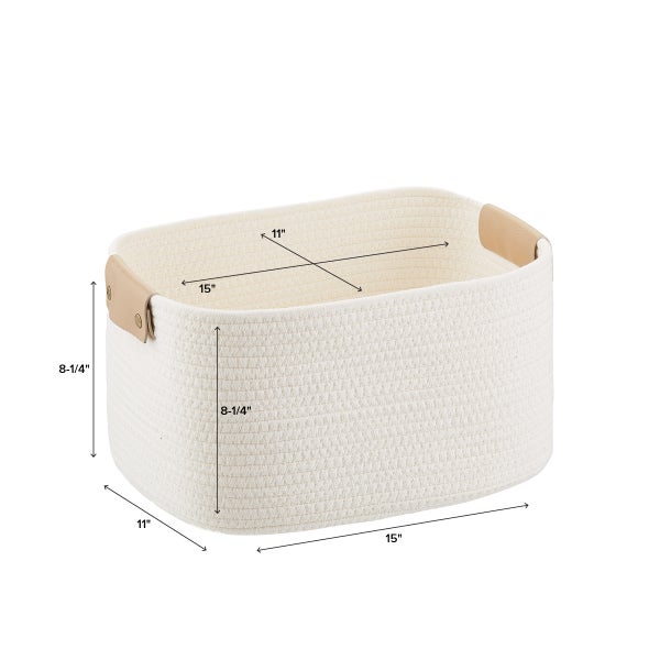 Cotton Rope Bin with Snap Handle The Container Store