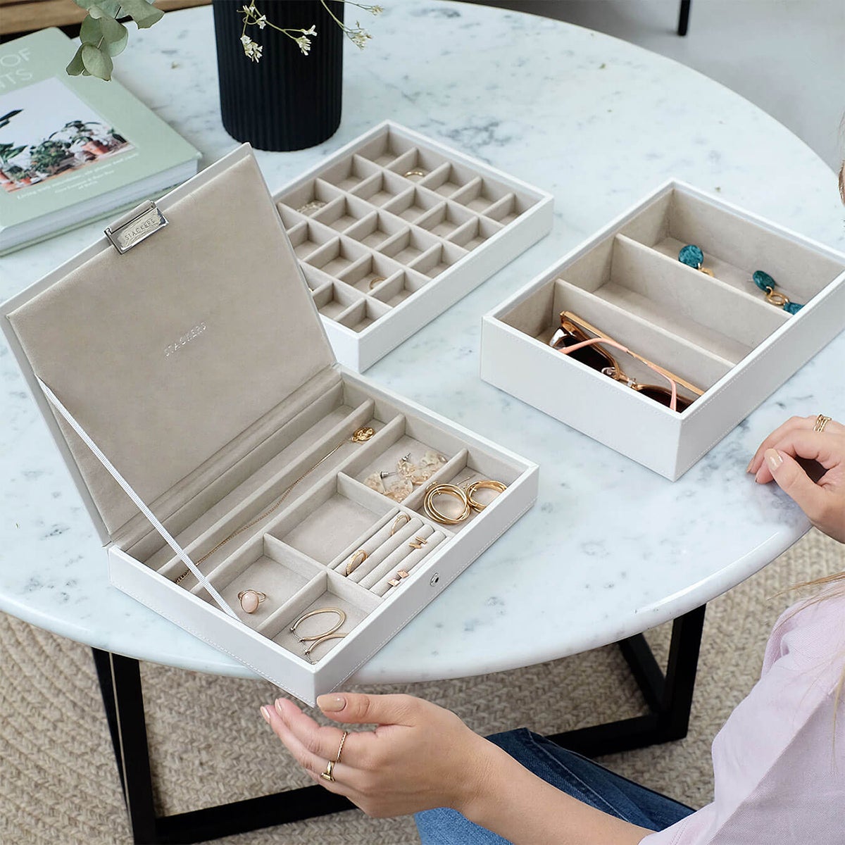 Stackers Classic Jewelry Box Starter White Set of 3