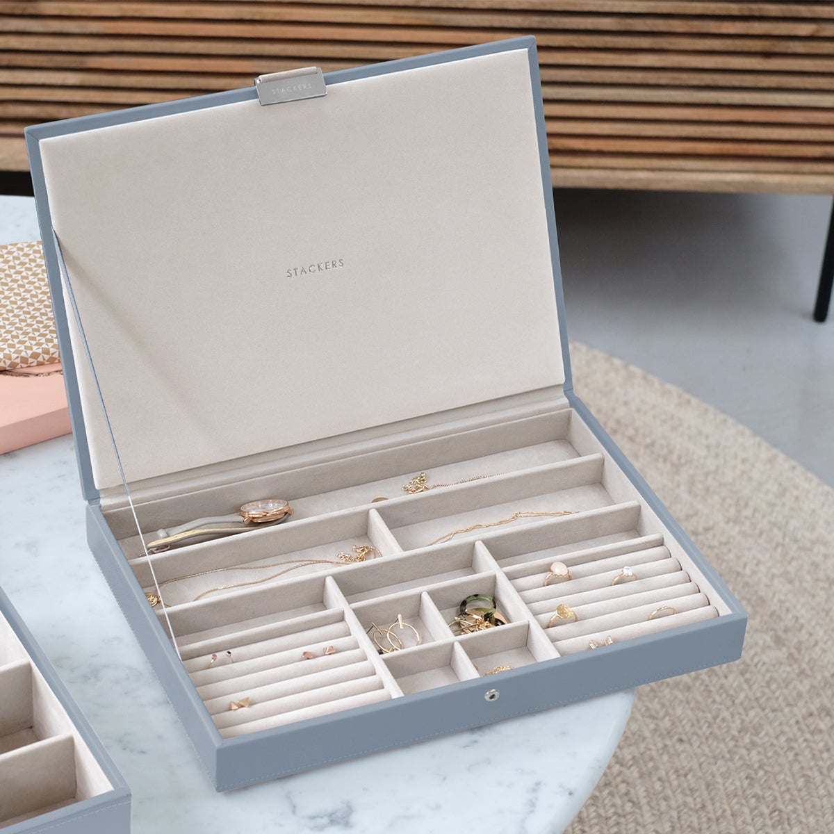 Stackers Dusky Blue Supersize Premium Stackable Jewelry Box The