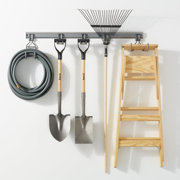 Elfa 4' Utility Storage Track with Five Hooks The Container Store