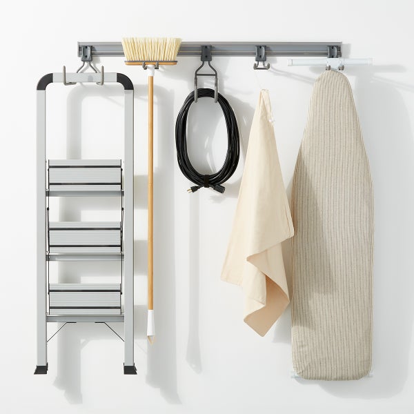 Elfa 4' Utility Storage Track with Five Hooks The Container Store