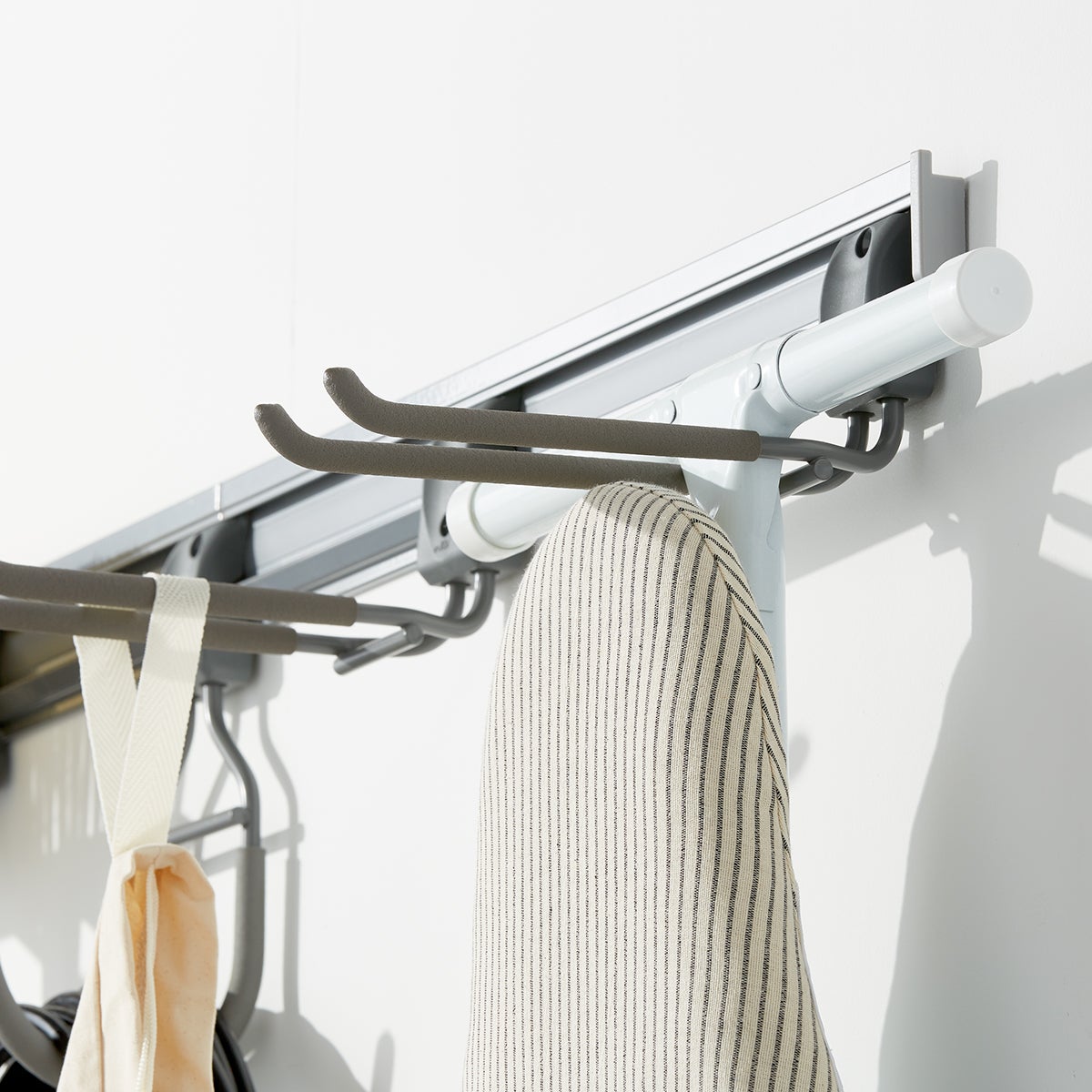 Elfa 4' Utility Storage Track with Five Hooks The Container Store