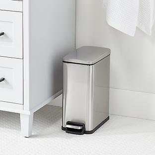 The Container Store 2.6 gal Stainless Steel Slim Step Trash Can