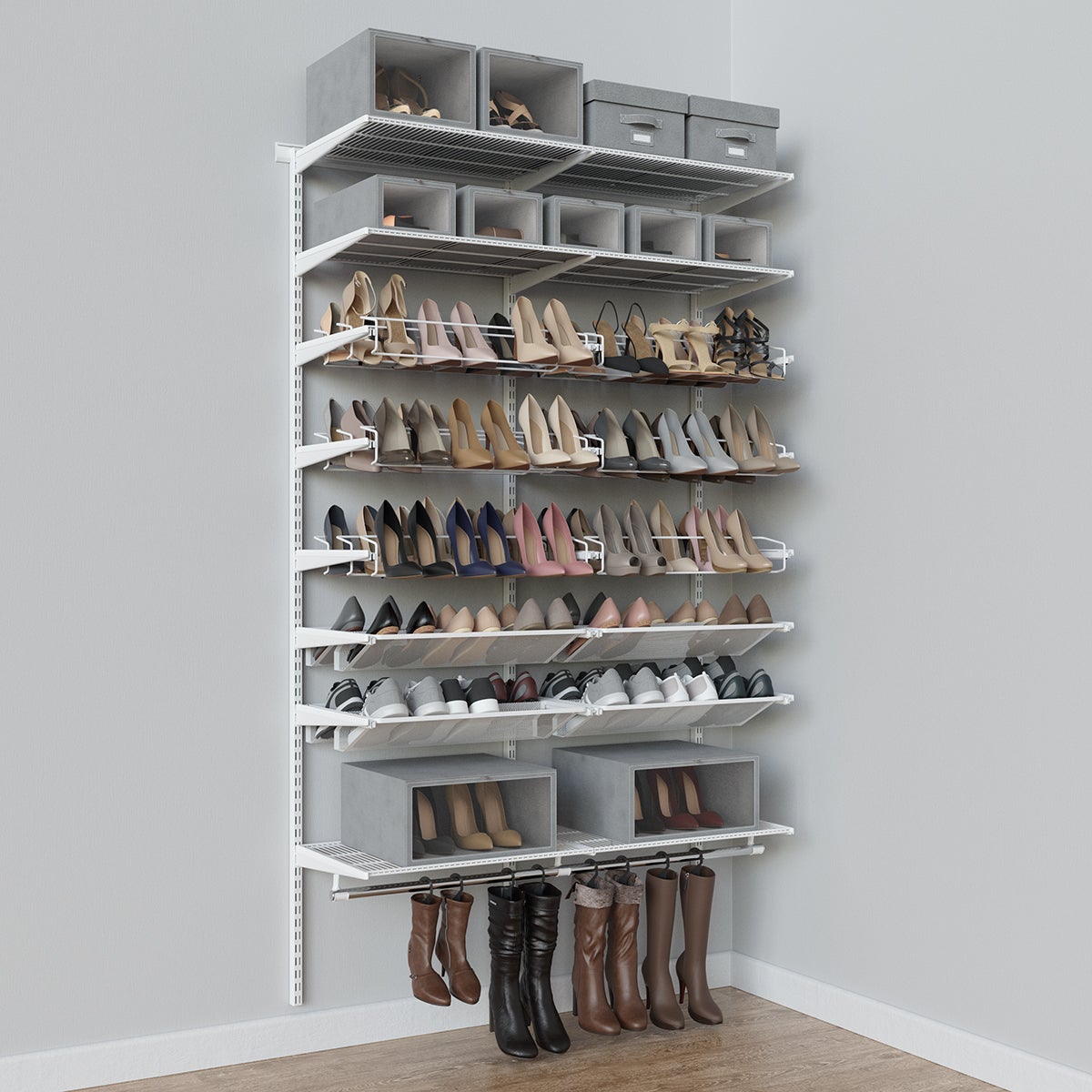 Elfa Classic 4' Shoe Wall The Container Store