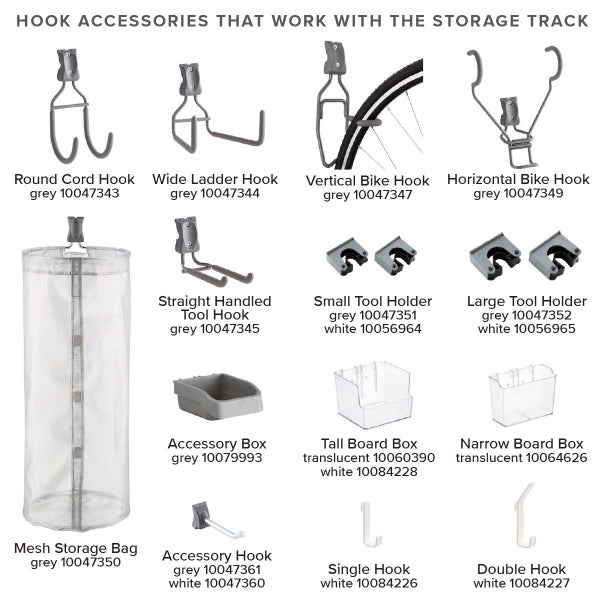 Elfa 4' Utility Storage Track with Five Hooks The Container Store