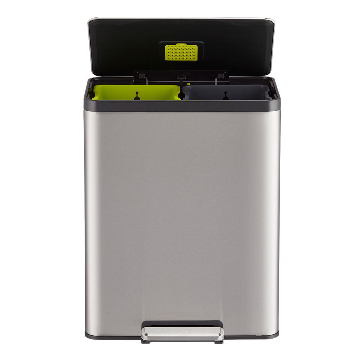 The Container Store 15.8 gal./60L Dual Recycler Step Can Stainless Steel