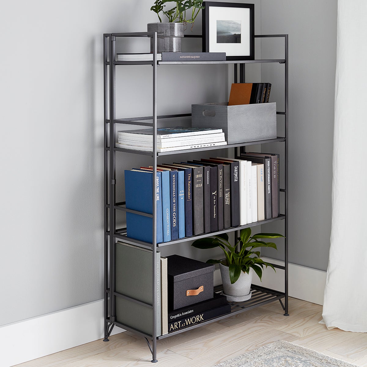 4-Shelf Iron Folding Bookshelf | The Container Store