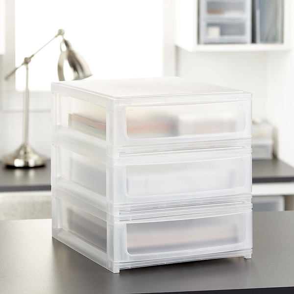 The Container Store 7-5/8 x 10-3/8 x 10-3/8 2-Drawer Shimo Small Stacking Organizer - Translucent - Each