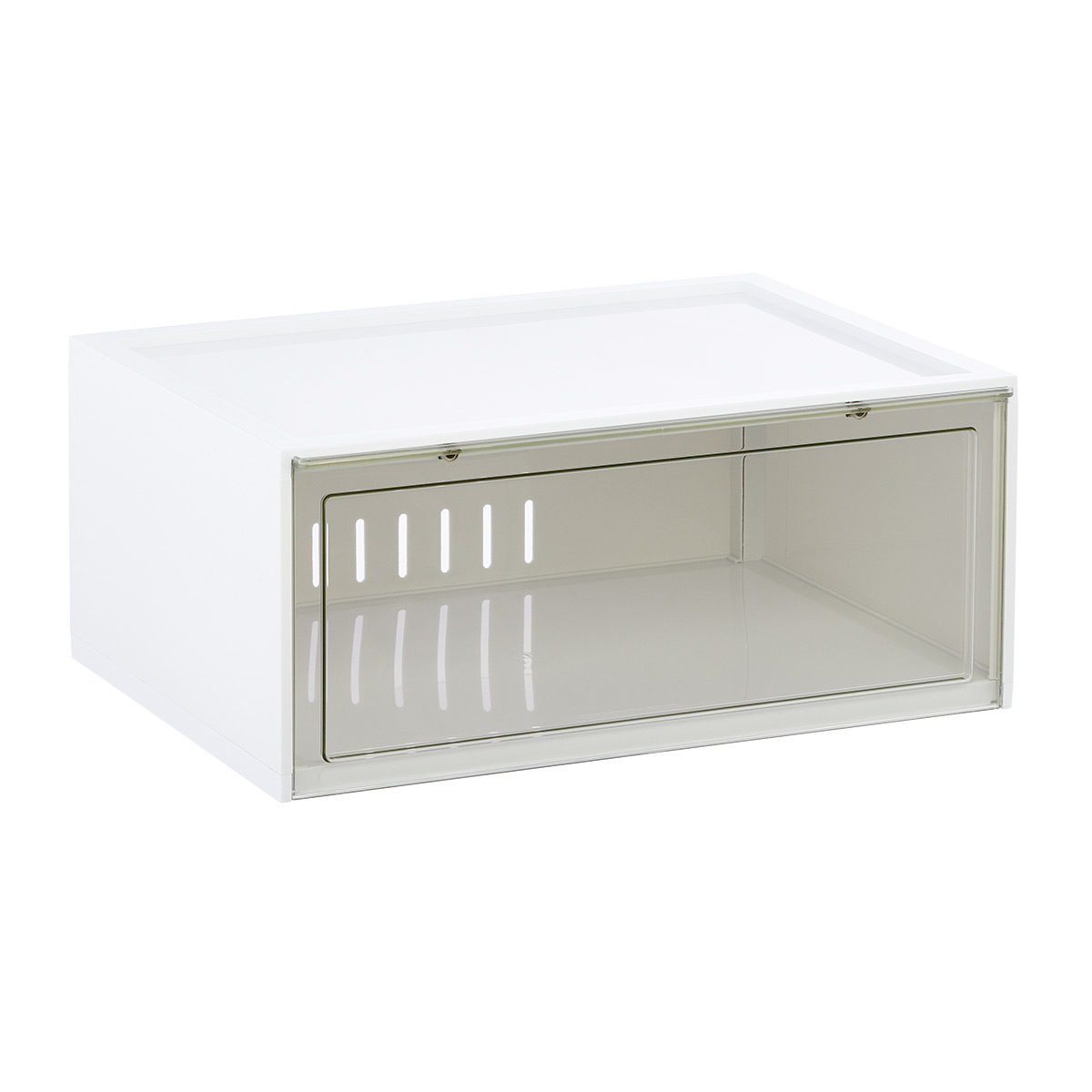 The Container Store Large Side Profile Drop-Front Shoe Box White