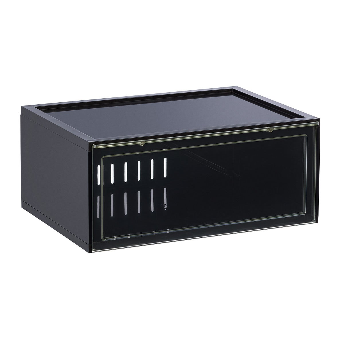 The Container Store Large Side Profile Drop-Front Shoe Box Black