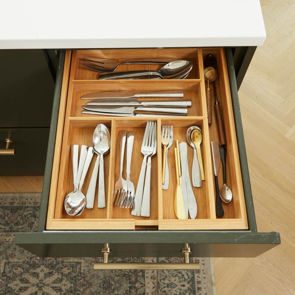 Expandable Bamboo Silverware Tray The Container Store