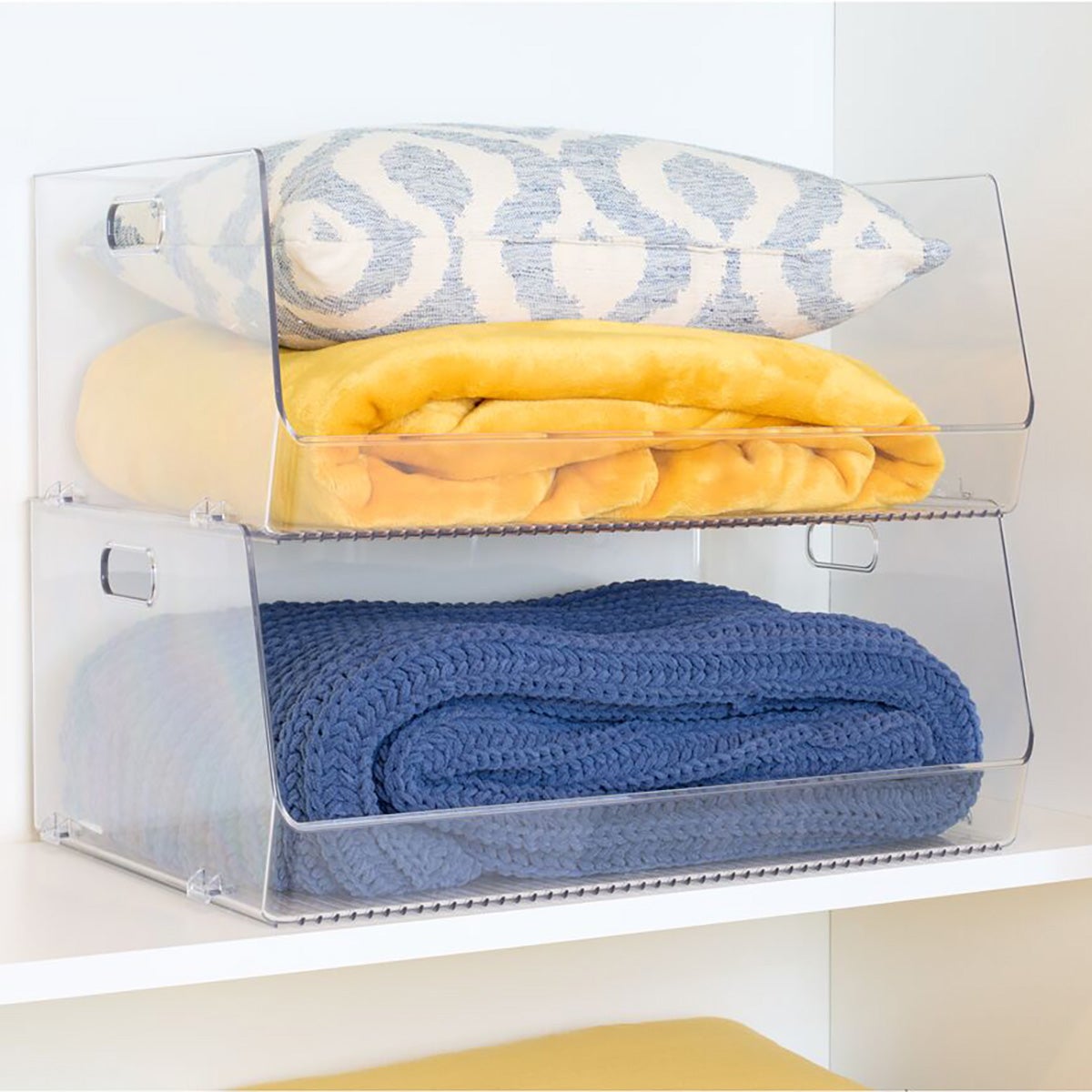 iDesign Extra Wide Open Stacking Bin The Container Store