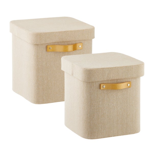 Natural Herringbone Storage Cubes The Container Store