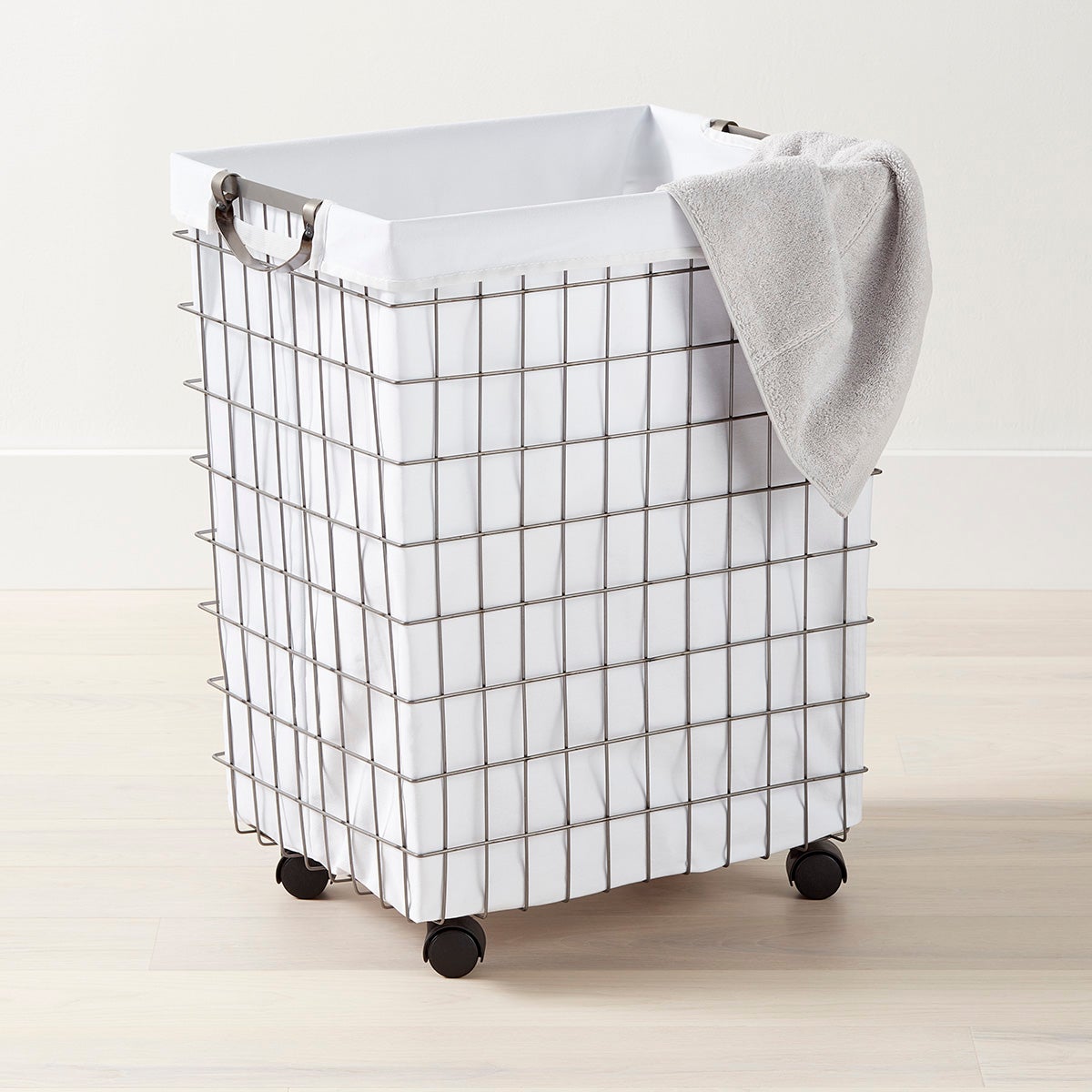 Harvest Rolling Hamper with Wheels The Container Store