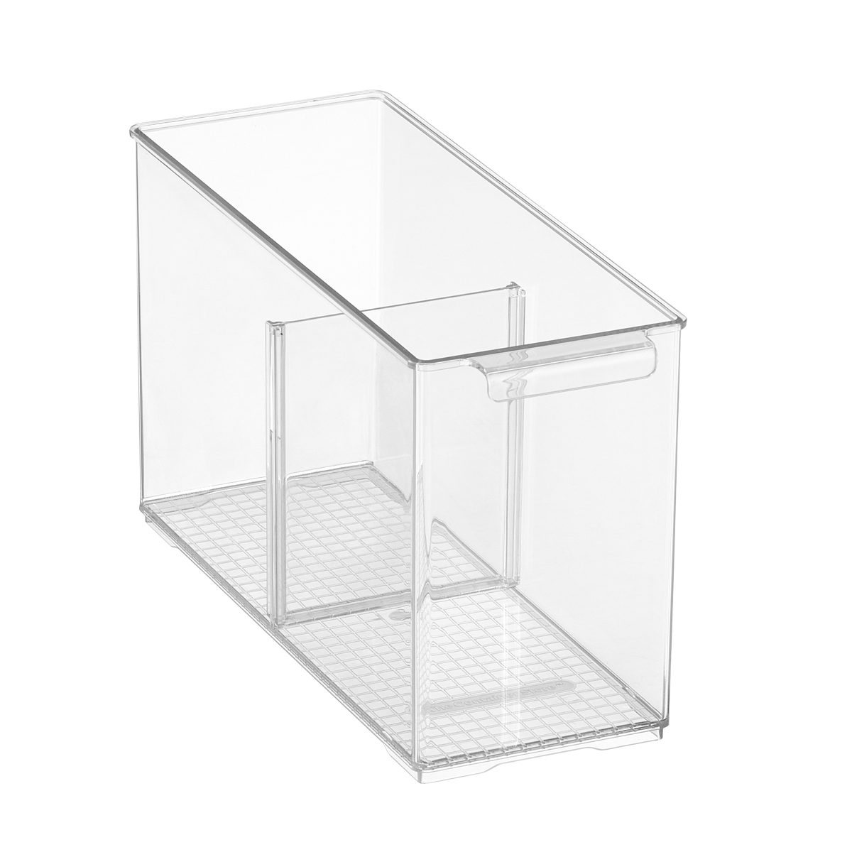 Everything Organizer Small Cabinet Depth Pantry Bin w/ Divider Clear
