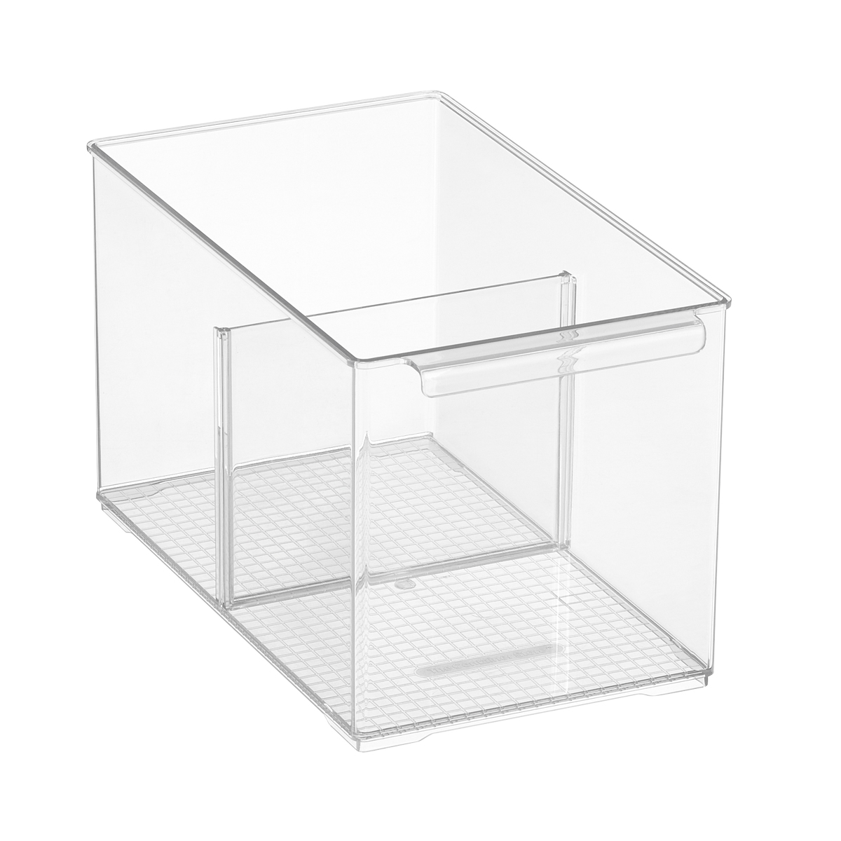 Everything Organizer Medium Cabinet Depth Pantry Bin w/ Divider Clear