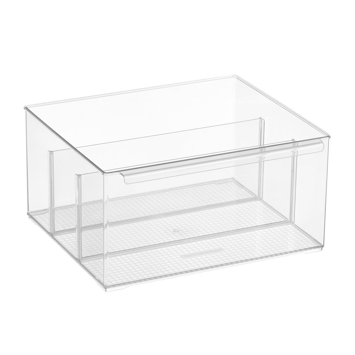 Everything Organizer XL Cabinet Depth Pantry Bin w/ Dividers Clear