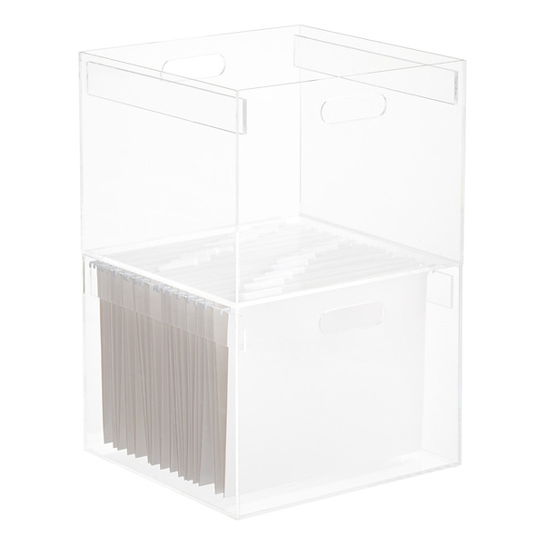 Stacking Acrylic Hanging File Box | The Container Store
