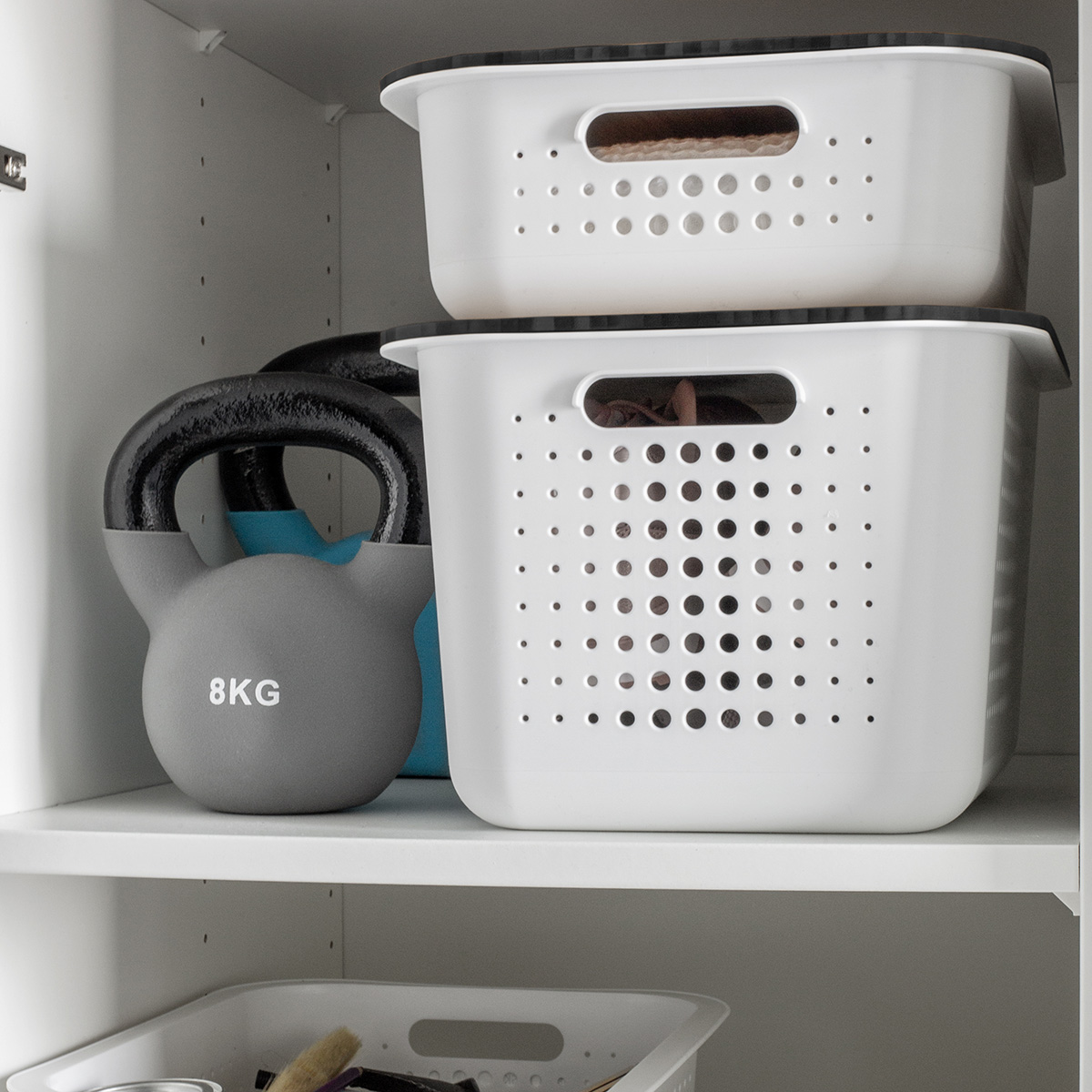 White Nordic Storage Baskets With Handles | The Container Store