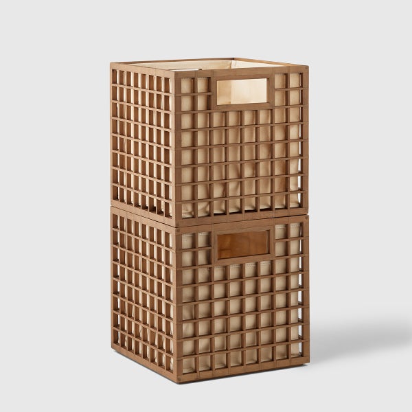 Marie Kondo Kocha Brown Shoji Handled Cube with Liner The Container Store