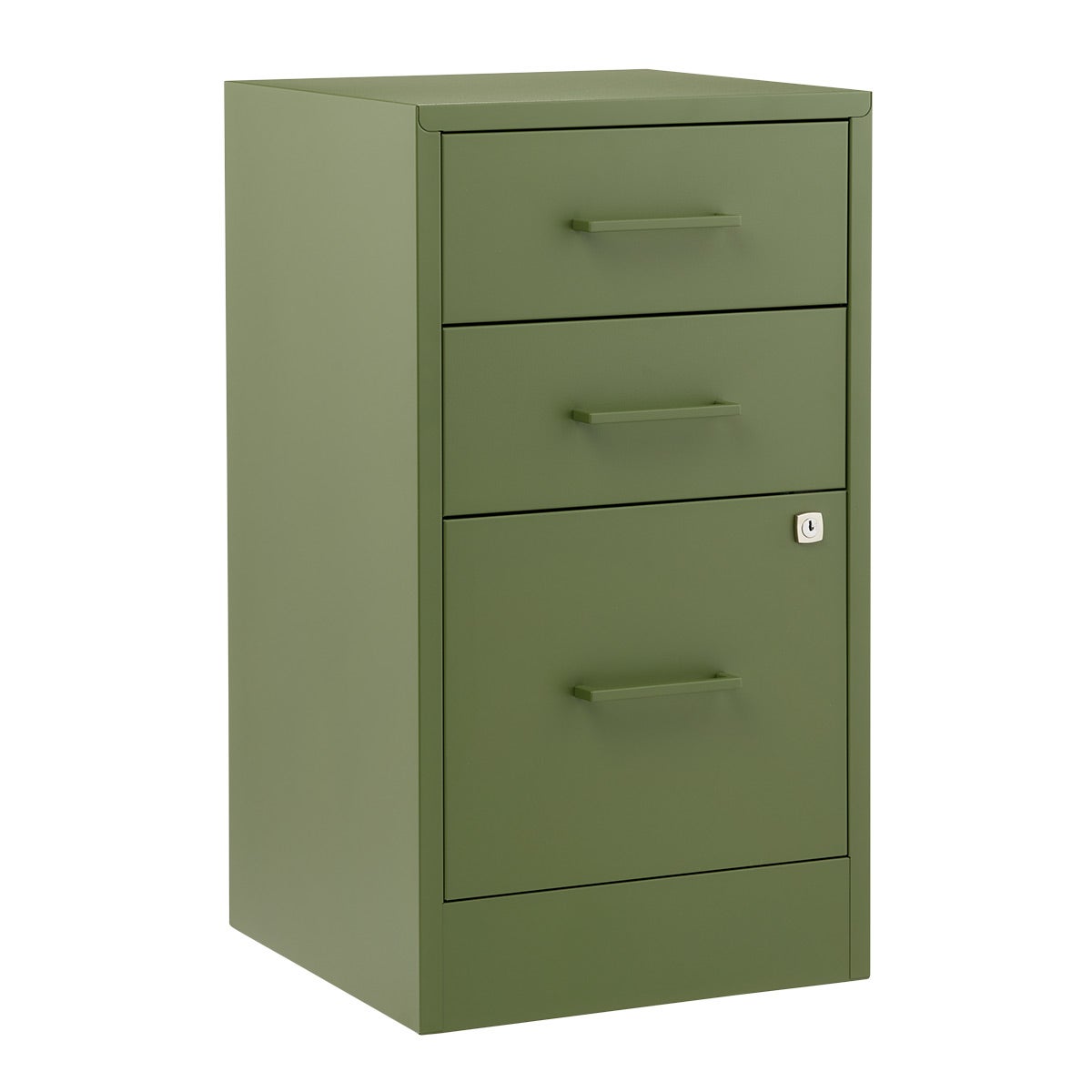The Container Store 3-Drawer Locking Filing Cabinet Olive Green