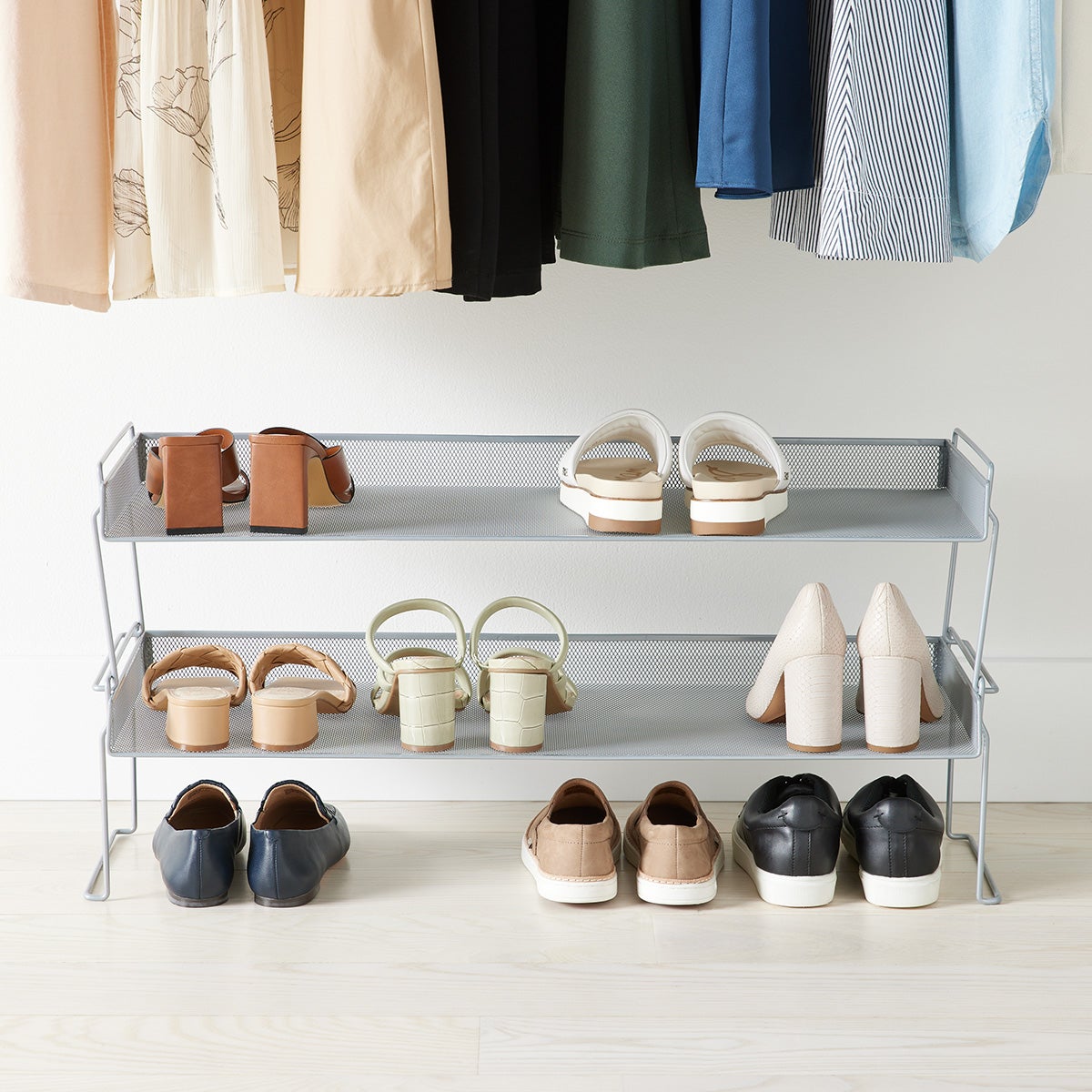 replacement sku- Silver Mesh Stackable Shoe Shelf