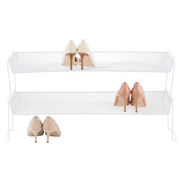 White Mesh Stackable Shoe Shelf The Container Store