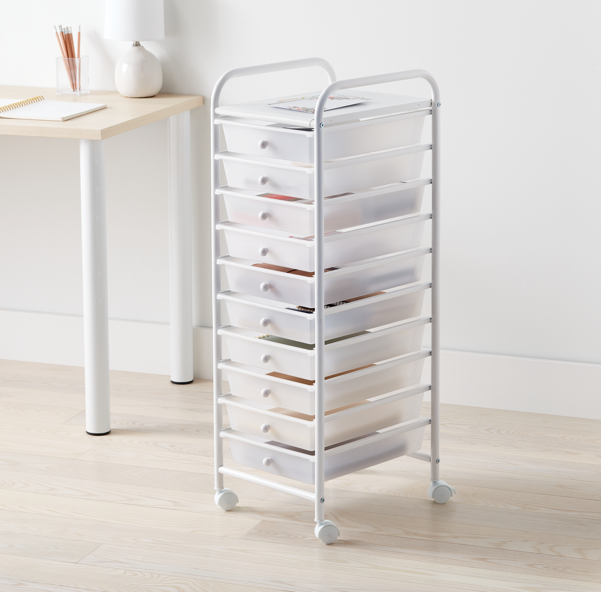 10-Drawer Rolling Cart Clear