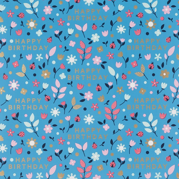 Floral Happy Birthday Wrapping Paper The Container Store