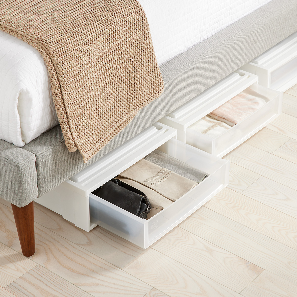 Slide Out Under Desk Drawers 6 Compartments Clothes Storage Bin For Bedroom  Dorms Damage Free