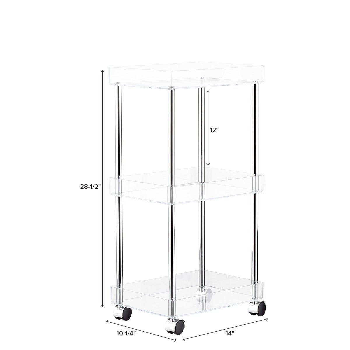 3Tier Acrylic Rolling Cart The Container Store