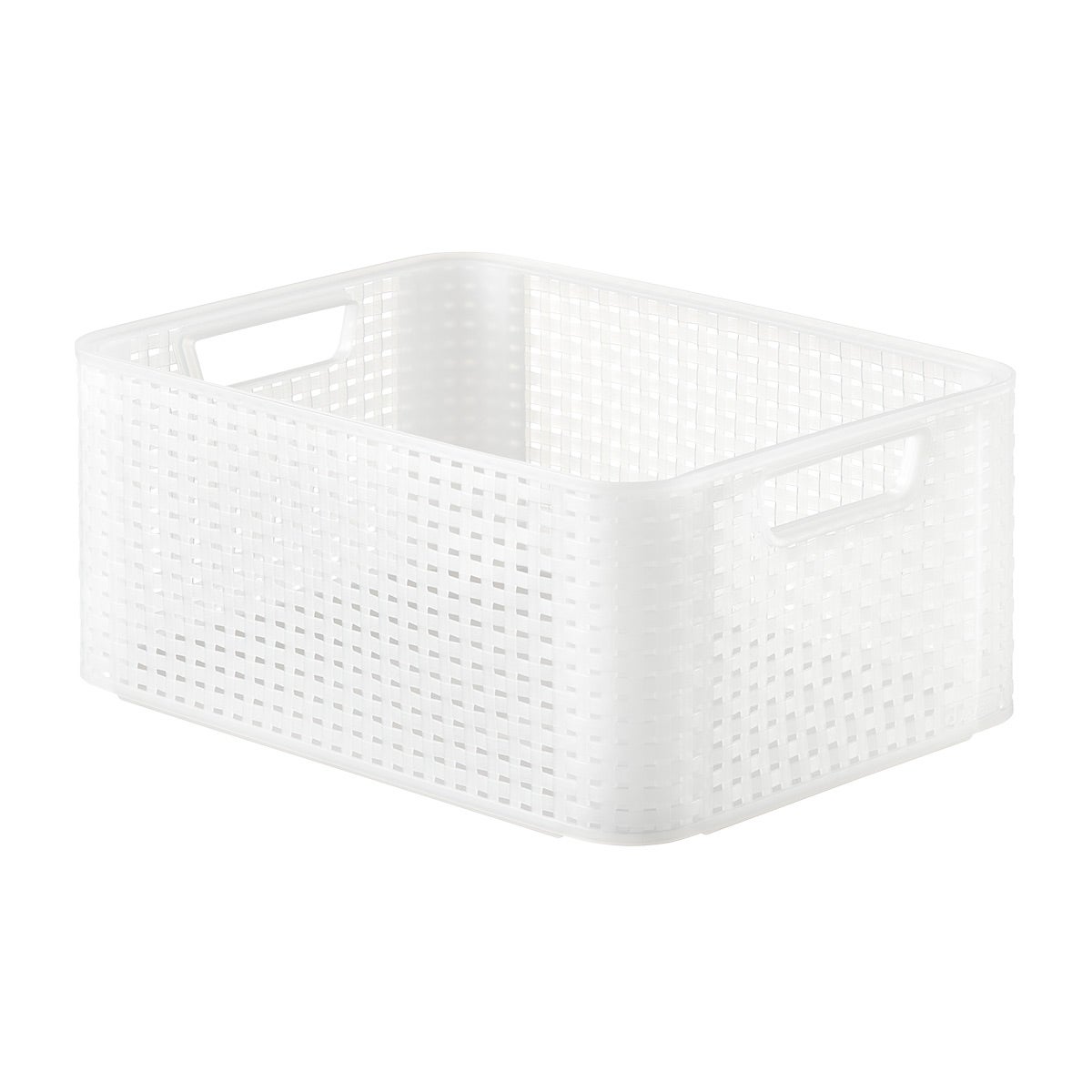 Curver White Basketweave Storage Bin with Handles The Container Store