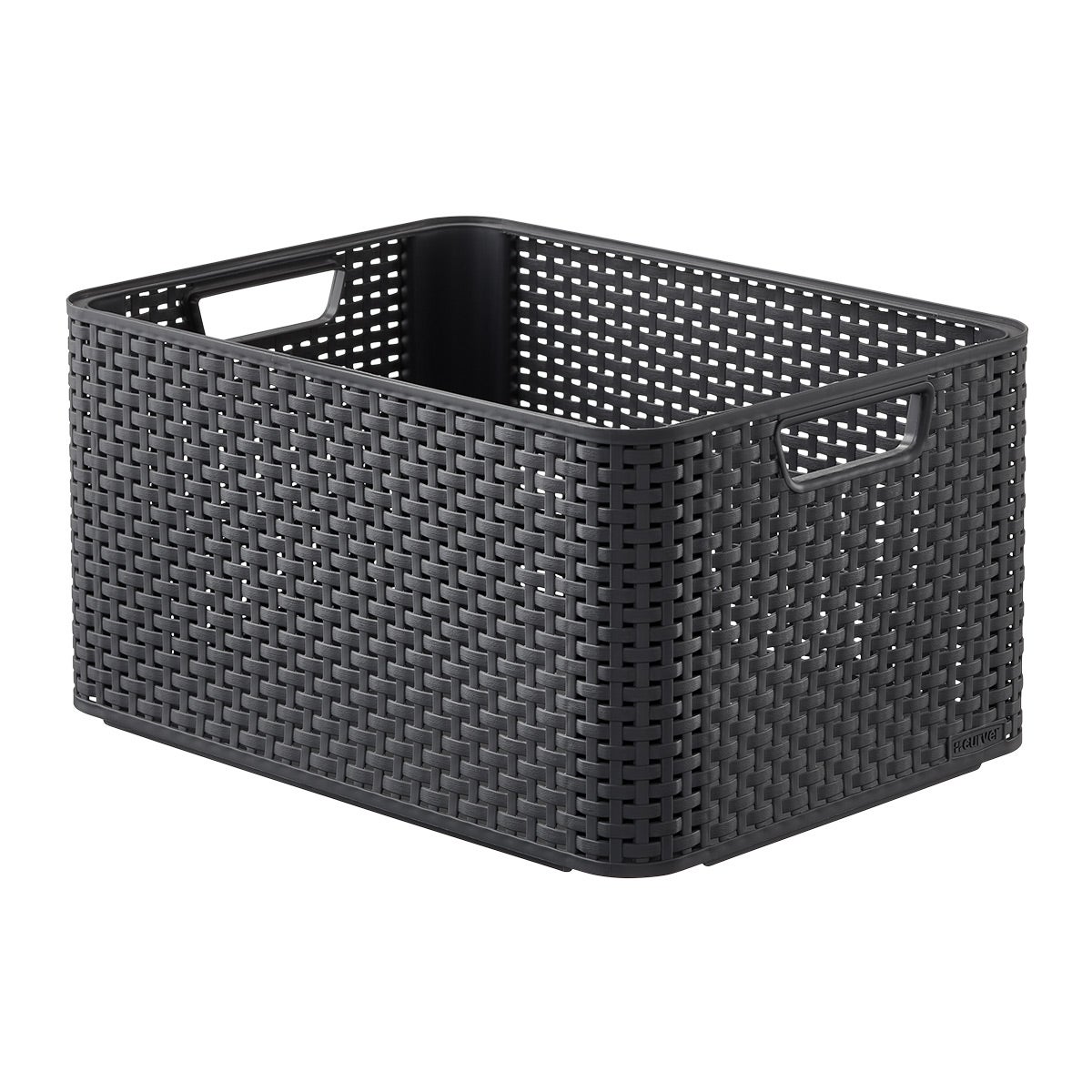 Curver White Basketweave Storage Bin with Handles The Container Store