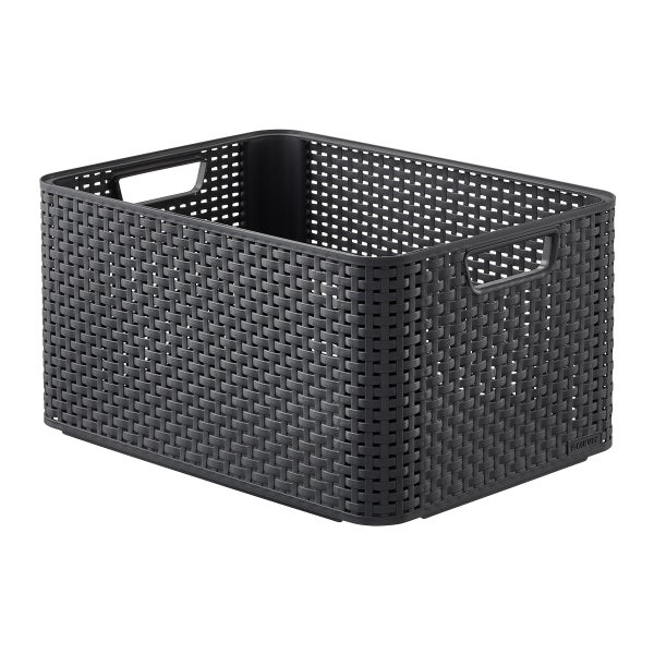 Curver White Basketweave Storage Bin with Handles The Container Store