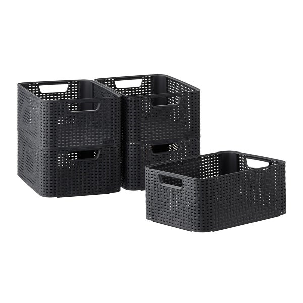 Curver White Basketweave Storage Bin with Handles The Container Store
