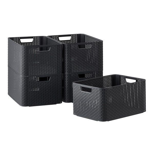 Curver White Basketweave Storage Bin with Handles The Container Store