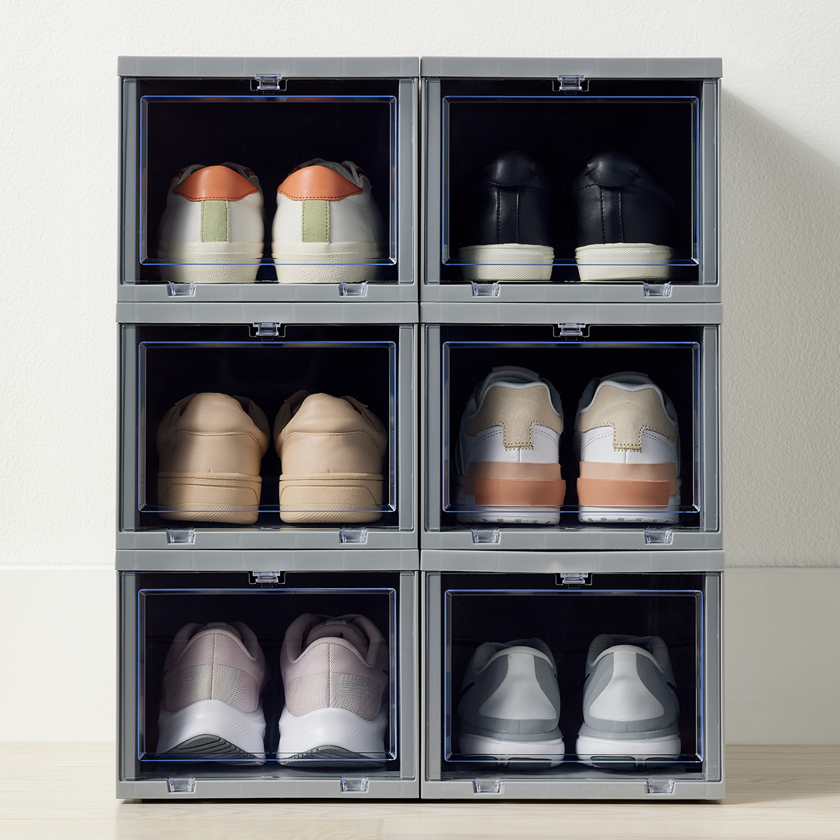 The Container Store Best Value Case of 6 Small Drop-Front Shoe Box Grey