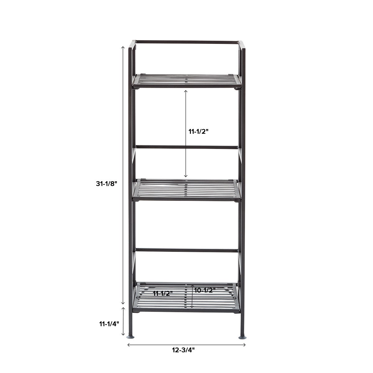 3-Shelf Iron Folding Bookshelf