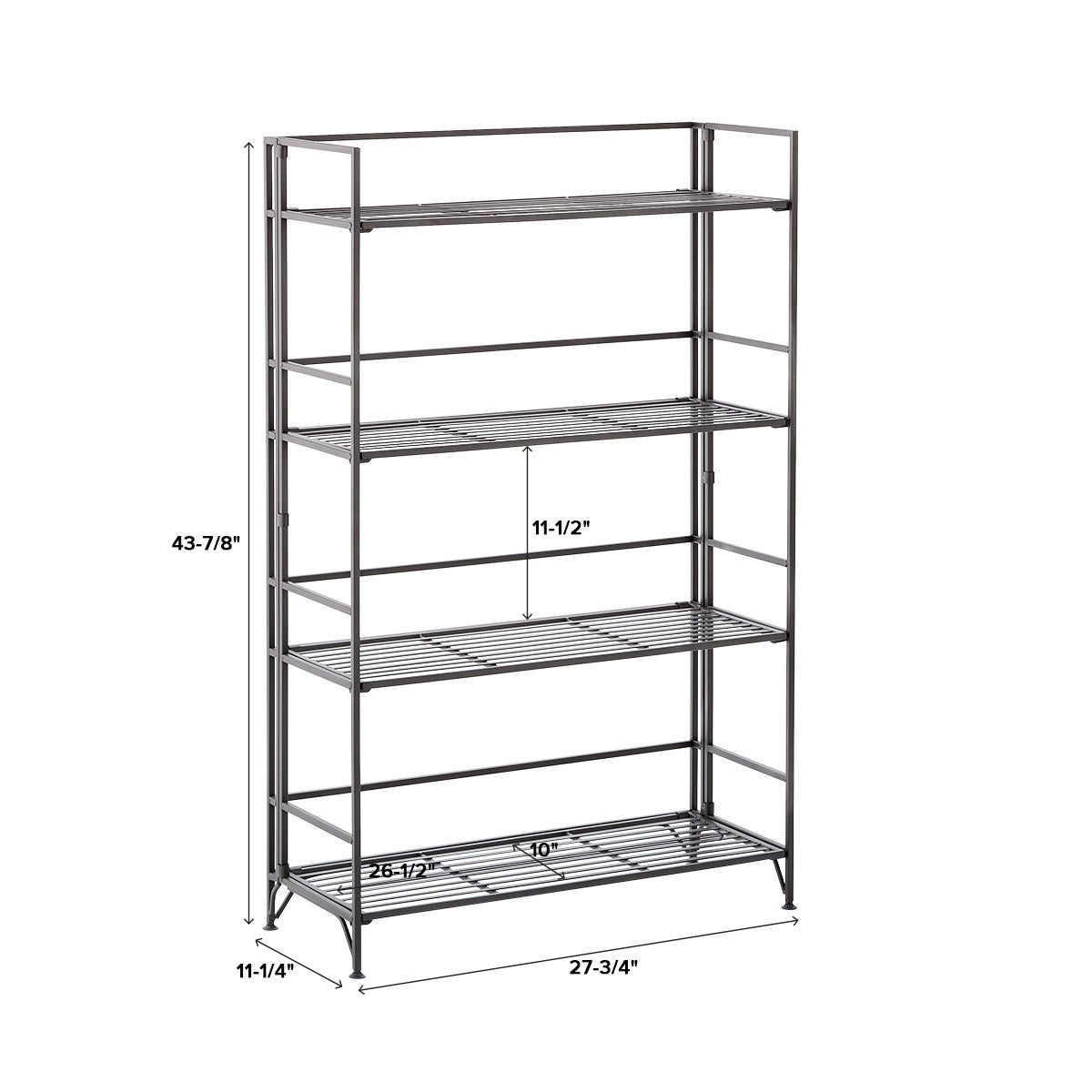 4-Shelf Iron Folding Bookshelf