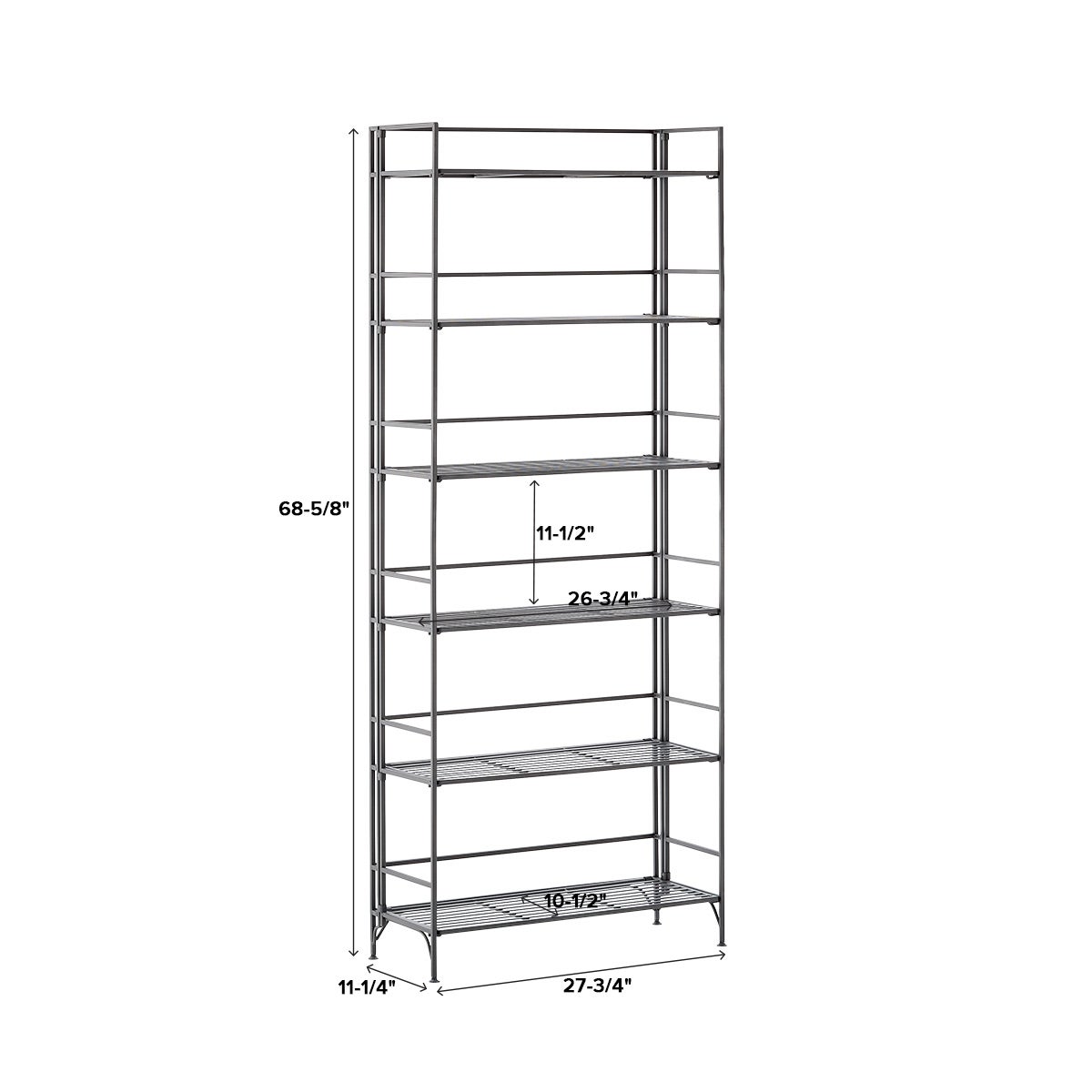 6-Shelf Iron Folding Bookshelf