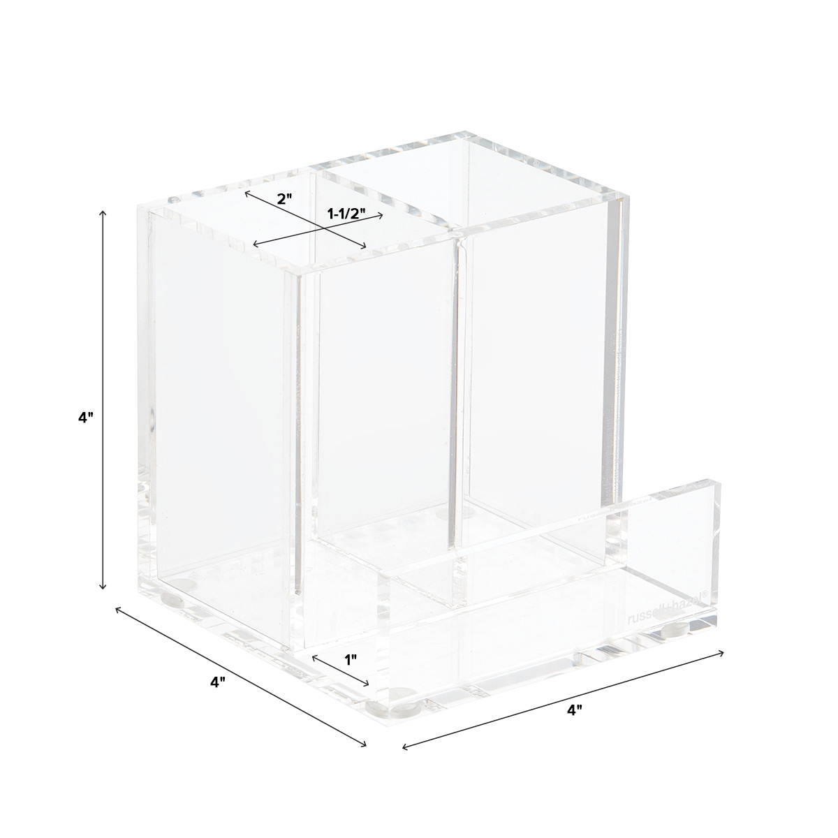 4” x 4” x 1. russell+hazel Acrylic Twin Bloc Small Desktop Organizer Clear 