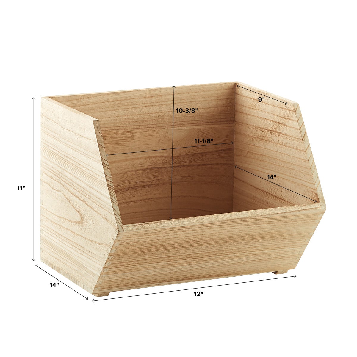 Large Wooden Stacking Bin The Container Store